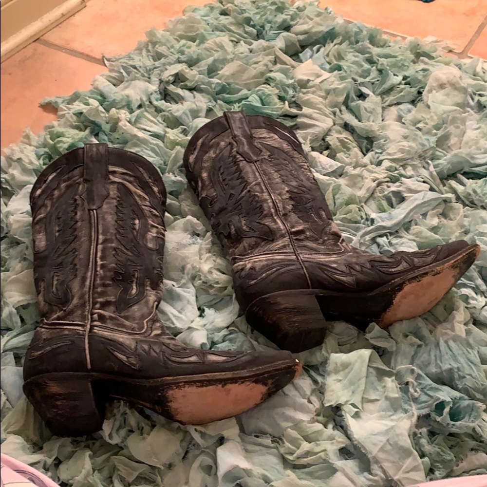 Black and gray corral brand boots